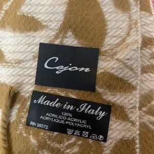 Cejon Italian Scarf with Leaf Design in Brown and Cream